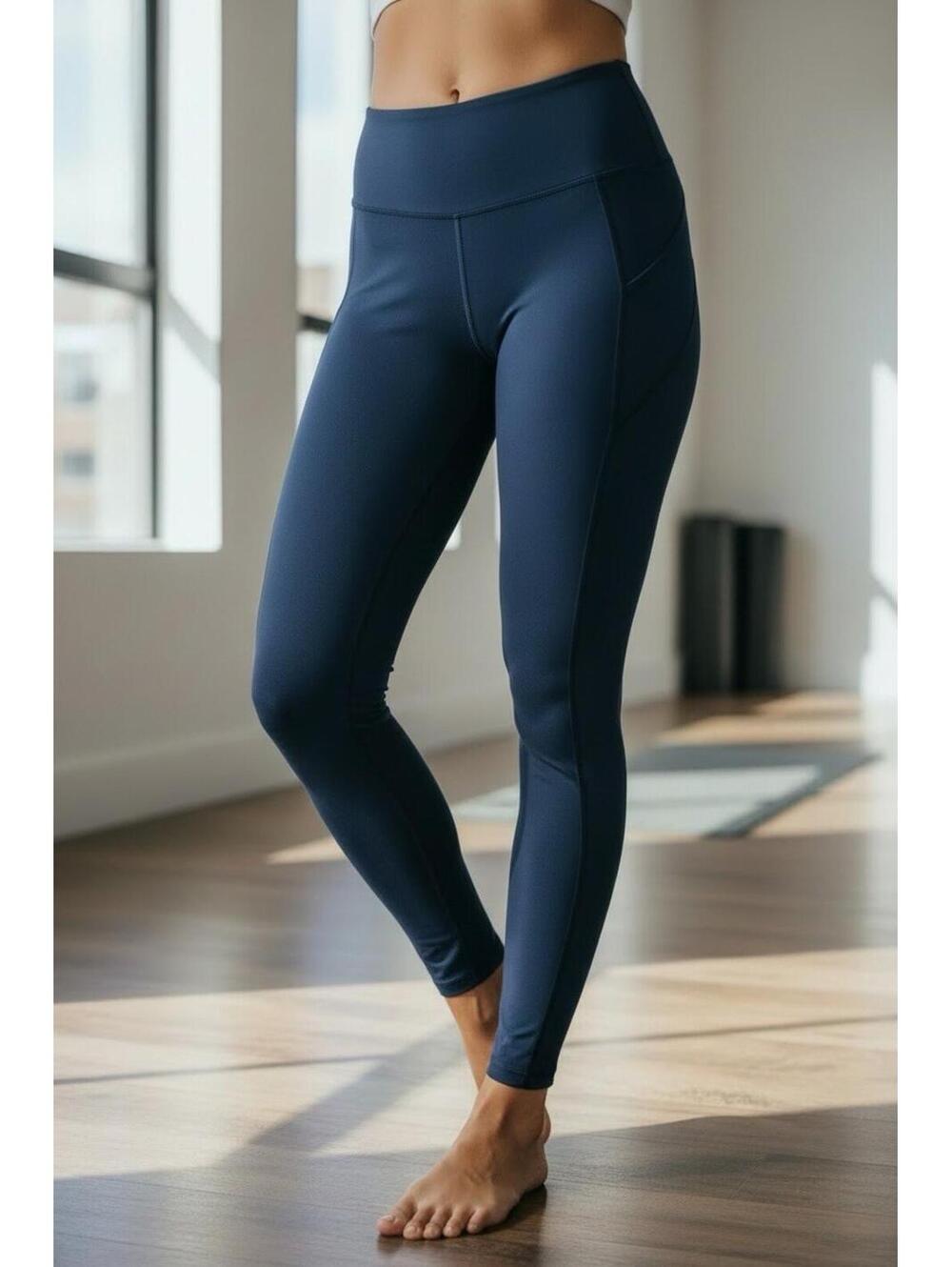 Under Armour Womens Navy Blue High Rise Athletic Leggings Yoga Pants XS